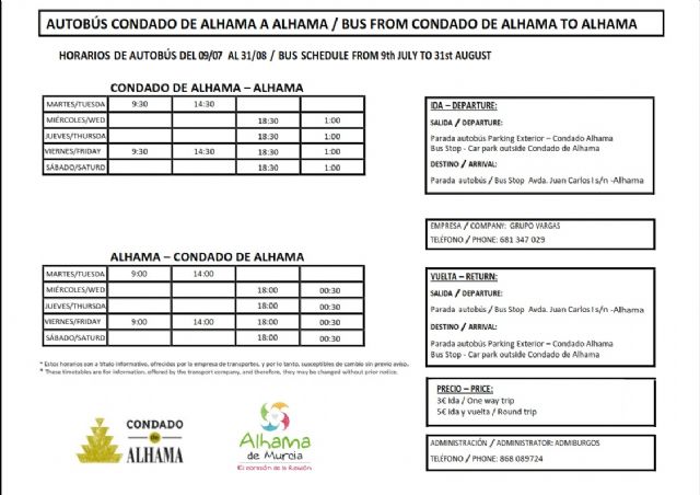 Ya disponible el servicio de autobs estival entre Alhama y el Condado, Foto 2