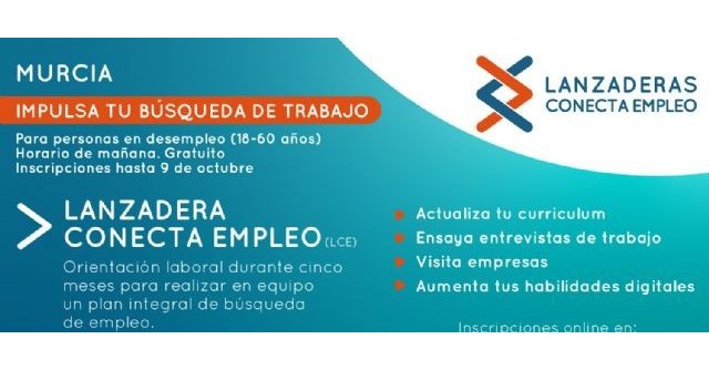 La II ´Lanzadera Conecta Empleo´ de Murcia comenzará a finales de octubre para desempleados de entre 18 y 60 años - 1, Foto 1