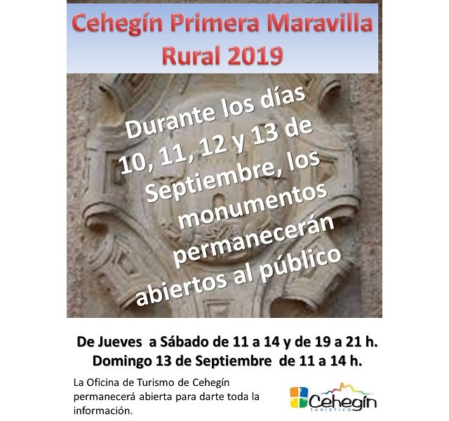 Los monumentos de Cehegín permanecerán abiertos al público los días 10,11,12 y 13 de septiembre - 1, Foto 1