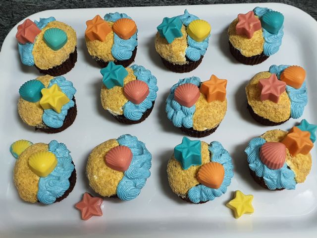 Receta: ¡CUPCAKES PLAYEROS! Con su efecto mar y arena - 5, Foto 5