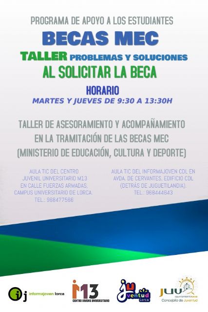 El Ayuntamiento pone en marcha, a través de la Concejalía de Juventud, el 'Taller: problemas y soluciones al solicitar la beca' para orientar a los jóvenes durante los pasos de este proceso - 1, Foto 1