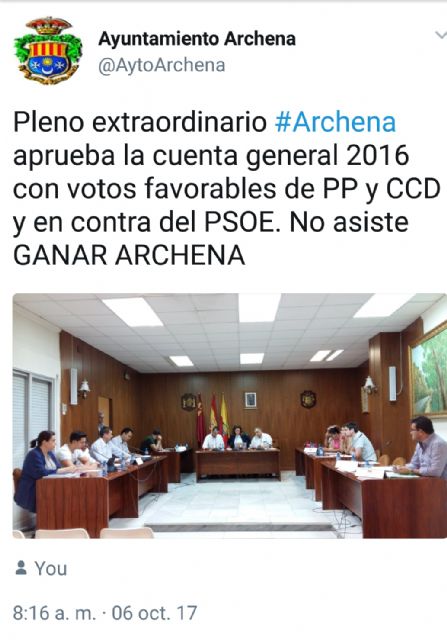 El PSOE de Archena exige la rectificación de la información sobre los acuerdos del Pleno del pasado viernes en el ayuntamiento de Archena - 1, Foto 1