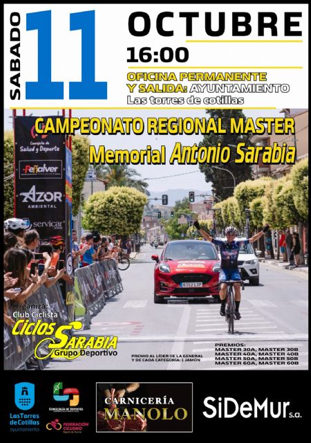 Las Torres de Cotillas acogerá el Campeonato Regional Máster Memorial Antonio Sarabia de ciclismo - 1, Foto 1