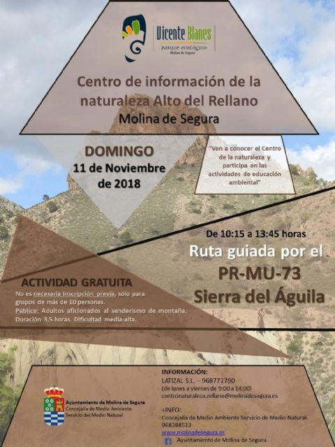 El Centro de Información de la Naturaleza Alto del Rellano de Molina de Segura organiza una ruta guiada por el sendero de la Sierra del Águila el domingo 11 de noviembre - 1, Foto 1