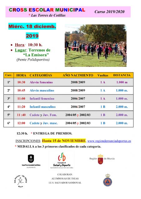 El cross escolar 2019 de Las Torres de Cotillas espera 1.200 corredores - 1, Foto 1