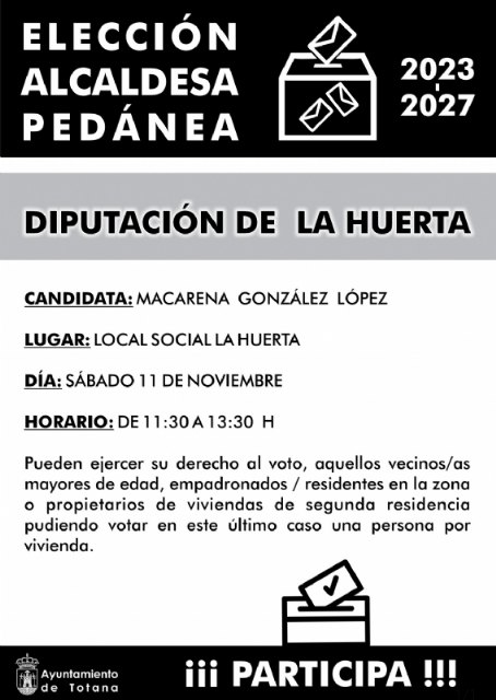 Este fin de semana comienzan las jornadas de elecciones o ratificaciones de alcaldes pedáneos 2023/2027, con las pedanías de La Huerta, Lébor y El Paretón, Foto 2
