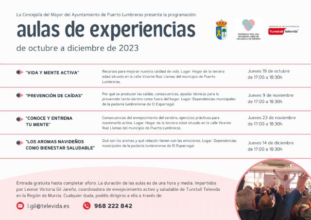 Puerto Lumbreras vuelve a acoger aulas de experiencia para continuar con el programa de envejecimiento activo - 1, Foto 1