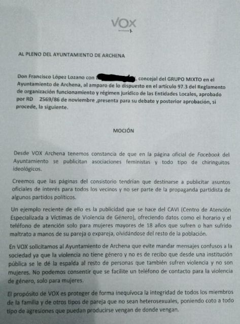El PP pide la dimisión del concejal de VOX por solicitar en una moción el cierre del CAVI - 1, Foto 1