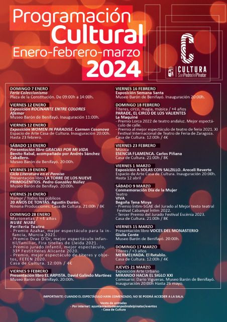 San Pedro del Pinatar abre la agenda cultural de 2024 con literatura, exposiciones, música y teatro - 1, Foto 1
