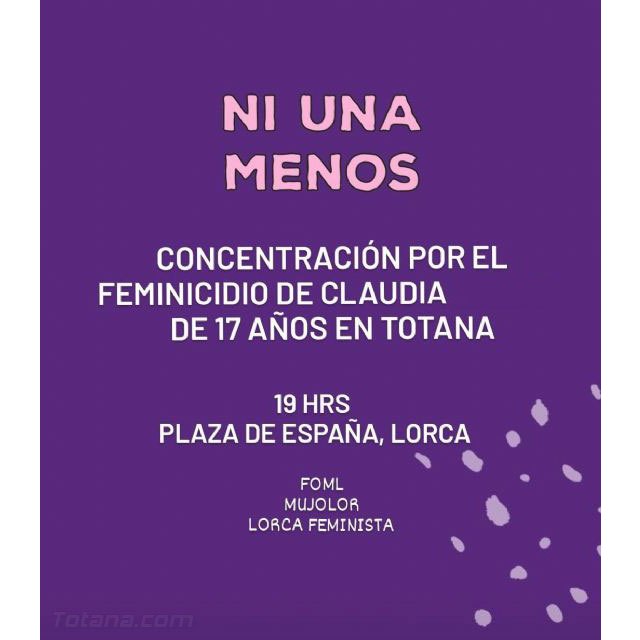 FOML, Mujolor y Lorca Feminista convocan una concentración en repulsa por el asesinato de Claudia en Totana, Foto 1