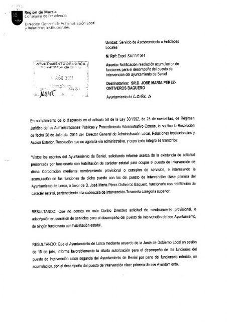 El Ayuntamiento de Lorca rechaza el nuevo ataque de Ciudadanos contra funcionarios municipales - 1, Foto 1