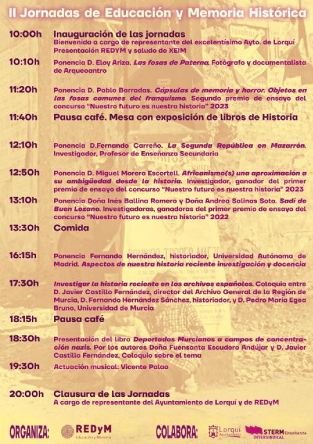 Lorquí será sede de las II Jornadas Regionales de Educación y Memoria Histórica - 2, Foto 2