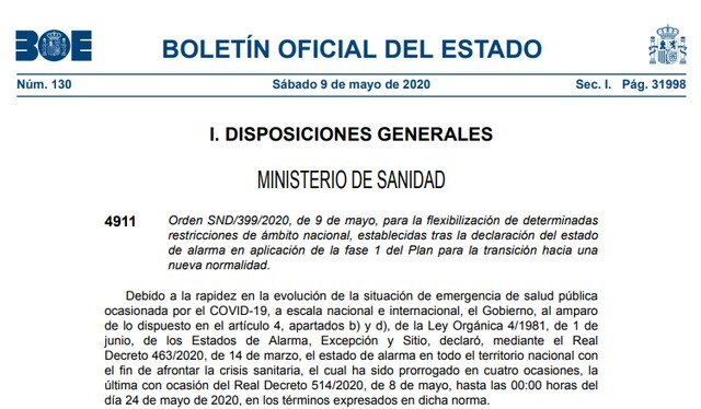 Fase 1 del Plan para la transición hacia una nueva normalidad, Foto 1