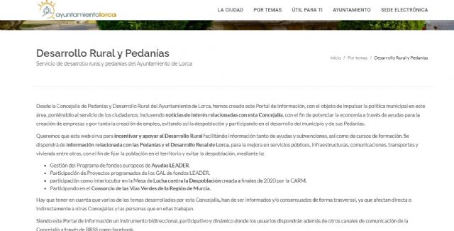 Habilita dos espacios en lorca.es para recoger toda la información relativa a las concejalías de Agricultura y Ganadería y Pedanías y Desarrollo Rural - 1, Foto 1