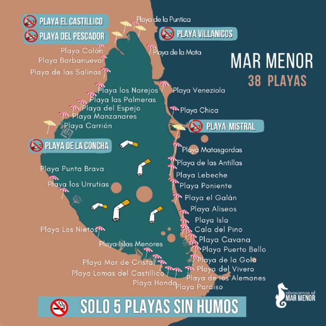 Abracemos al Mar Menor insta a los ayuntamientos murcianos costeros del Mar Menor a declarar todas sus playas sin humo - 1, Foto 1