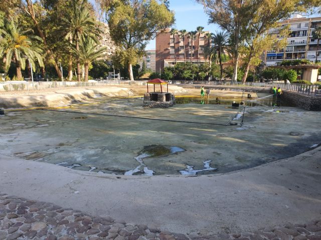 Finalizados los trabajos de vaciado, limpieza y desinfección del lago del jardín del Salitre - 3, Foto 3