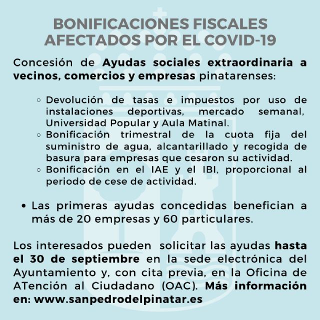 El Ayuntamiento de San Pedro del Pinatar bonifica las primeras ayudas extraordinarias a vecinos y comerciantes por el COVID-19 - 2, Foto 2