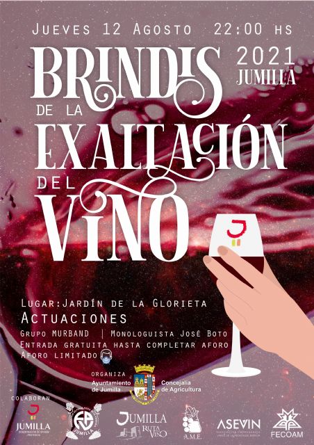 El brindis de la Exaltación del Vino 2021 se realizará este jueves en La Glorieta tras la actuación de un monologuista y un grupo musical - 1, Foto 1