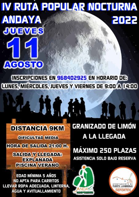 Puerto Lumbreras volverá a acoger la III Travesía Nocturna 'Andaya' este jueves - 1, Foto 1