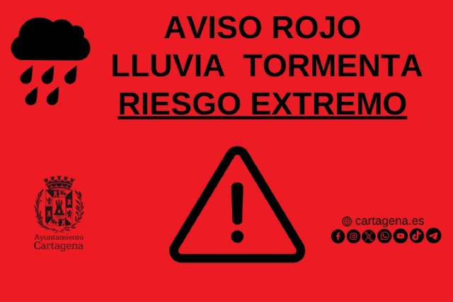 Aviso rojo de riesgo extremo por lluvia y tormenta este viernes en Cartagena - 1, Foto 1