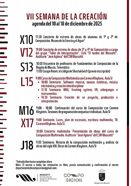 El Conservatorio Superior de Música de Murcia celebra la VII Semana de la Creación con estrenos, seminarios y un curso de composición multimedia - 1, Foto 1