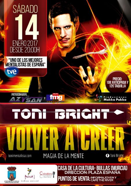 El mentalista Toni Bright actúa este sábado en la Casa de Cultura - 1, Foto 1
