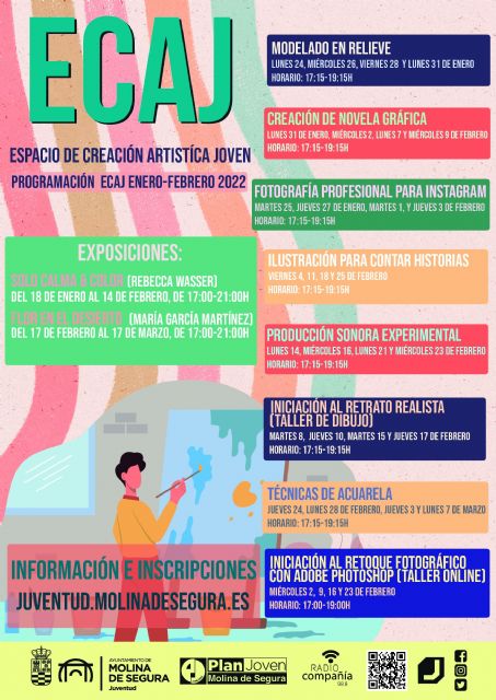 La Concejalía de Juventud de Molina de Segura ofrece nuevos talleres y exposiciones en el Espacio de Creación Artística Joven, ECAJ, durante los meses de enero y febrero - 1, Foto 1