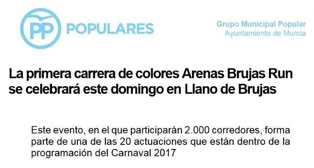 La primera carrera de colores 'Arenas Brujas Run' se celebrará este domingo en Llano de Brujas - 1, Foto 1