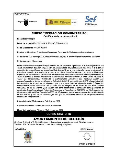 Abiertos los plazos de inscripción para los programas formativos “Mediación Comunitaria” - 1, Foto 1