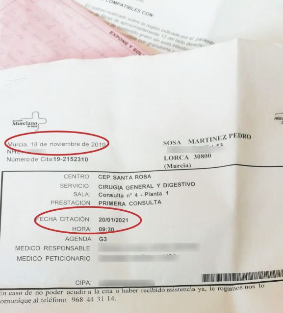 Citan a un concejal de IU-Lorca para una primera consulta con el cirujano en enero de 2021 - 1, Foto 1