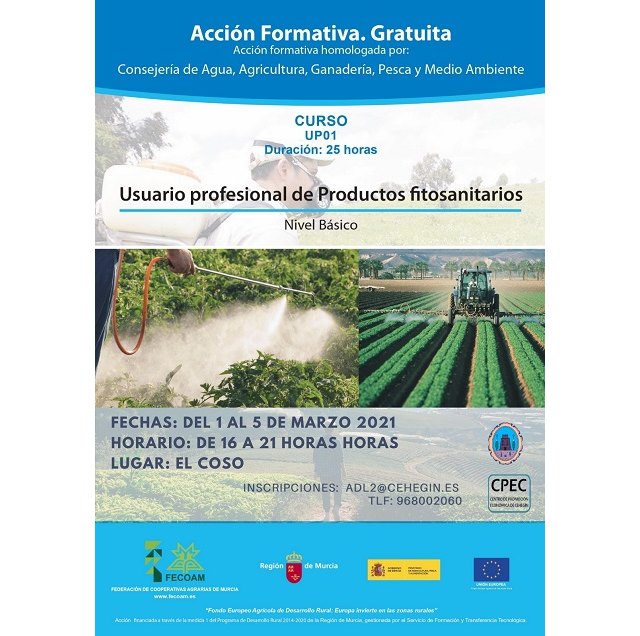 Ofertado el curso “Usuario Profesional de Productos Fitosanitarios” Nivel Básico - 1, Foto 1