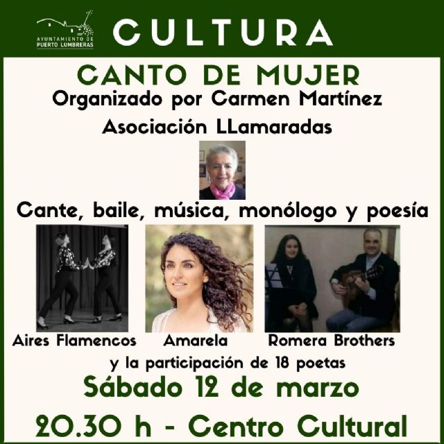 Puerto Lumbreras celebrará el 'Canto de Mujer', un espectáculo de cante, baile, música y poesía - 1, Foto 1
