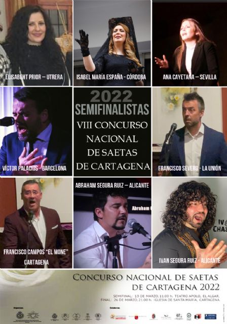 La semifinal del VIII Concurso Nacional de Saetas de Cartagena se celebrará el domingo, 13 de marzo, en el Teatro Apolo de El Algar - 1, Foto 1
