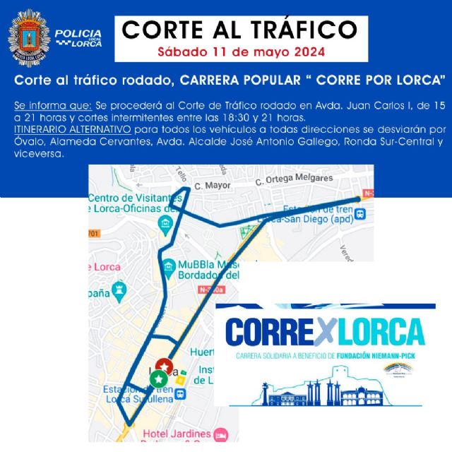 Corte al tráfico rodado con motivo de la carrera popular Corre por Lorca - 1, Foto 1