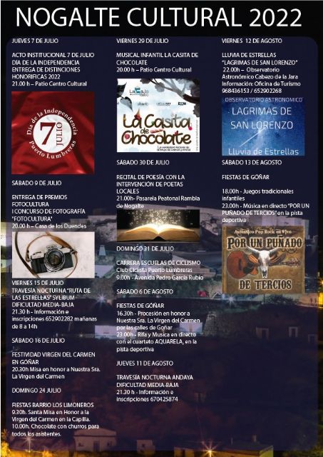 Más de cuarenta actividades componen la programación Nogalte Cultural de Puerto Lumbreras para este verano - 3, Foto 3