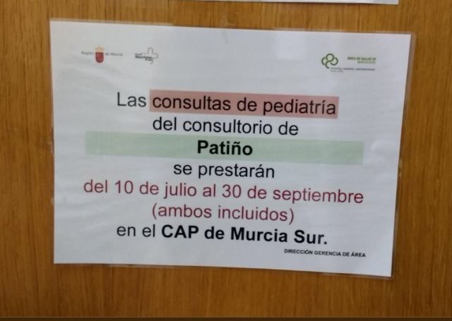 Ahora Murcia critica el cierre de pediatría en Patiño y Progreso - 1, Foto 1