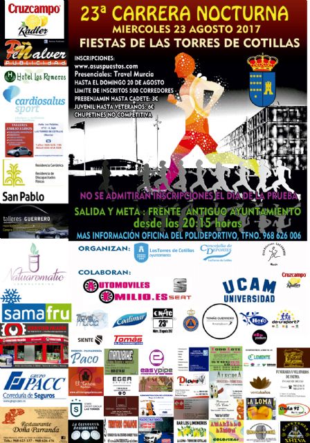 Abierto el plazo de inscripción de la 'XXIII Carrera Nocturna Fiestas de Las Torres de Cotillas' - 1, Foto 1