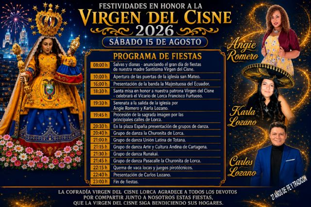 Lorca celebra la tradicional procesión de La Virgen del Cisne, que recorrerá las calles del centro de la ciudad el próximo 15 de agosto - 2, Foto 2