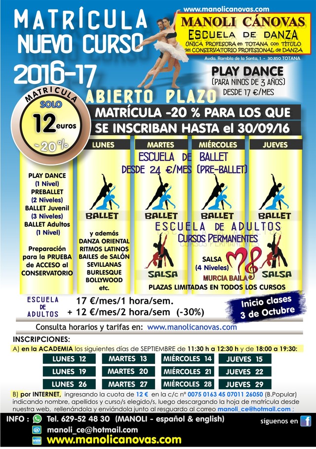La Escuela de Danza Manoli Cánovas abre el plazo de matrícula para el curso 2016-2017, Foto 1