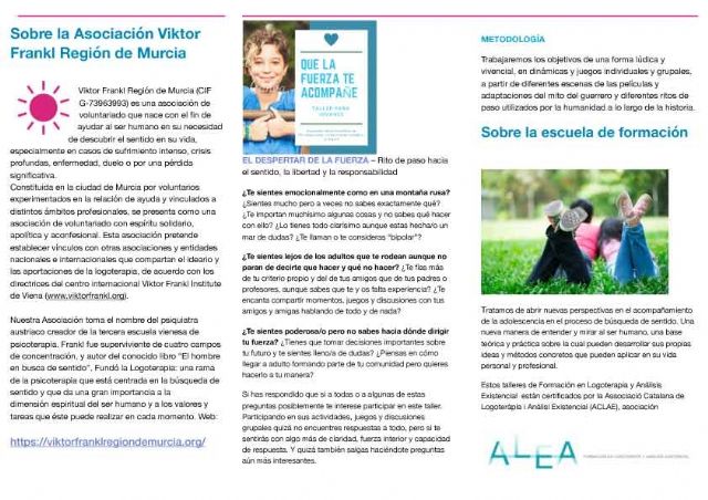 La Concejalía de Juventud de Molina de Segura colabora con la Asociación Viktor Frankl Región de Murcia en la organización del taller para adolescentes El despertar de la fuerza - 2, Foto 2