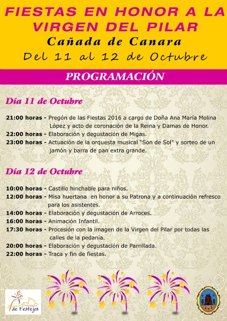 La Pedanía de Cañada de Canara celebrará sus Fiestas en Honor a la Virgen del Pilar - 1, Foto 1