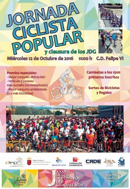 El tradicional Ciclo-Paseo clausurará los Juegos Deportivos del Guadalentín el miércoles a las 11 desde el Felipe VI - 1, Foto 1