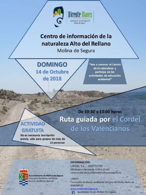El Centro de Información de la Naturaleza Alto del Rellano de Molina de Segura propone una ruta guiada por el Cordel de los Valencianos el domingo 14 de octubre - 1, Foto 1