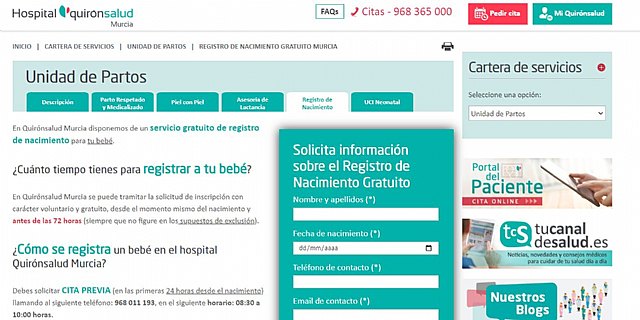 Quirónsalud Murcia ofrece un nuevo servicio para inscribir el nacimiento del bebé desde el hospital - 1, Foto 1