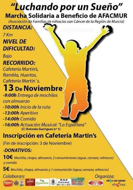 La Marcha Solidaria a beneficio de AFACMUR se celebra este domingo 13 de noviembre