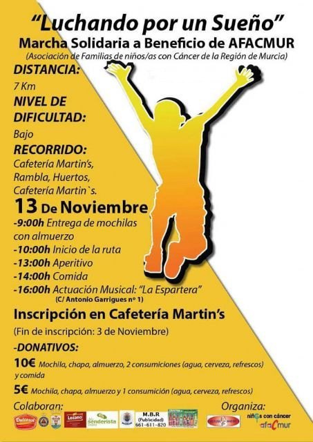 La Marcha Solidaria a beneficio de AFACMUR se celebrará el domingo, 13 de noviembre