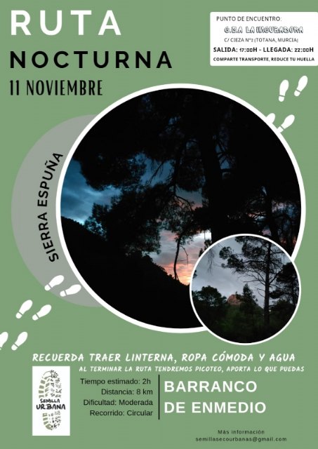 El Colectivo Semilla Urbana celebrará una ruta nocturna por Sierra Espuña y un punto de intercambio de ropa como medidas de concienciación sobre el medio ambiente, Foto 2