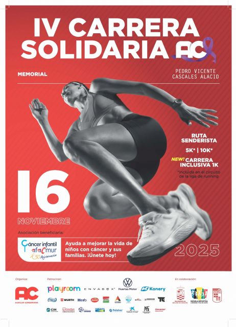 La IV Carrera Solidaria Auxiliar Conservera, Memorial Pedro Vicente Cascales Alacid se disputa el domingo 16 de noviembre en Molina de Segura a favor de la asociación AFACMUR - 2, Foto 2