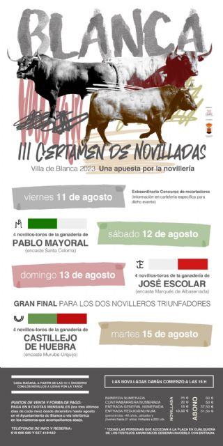 El Ayuntamiento de Blanca presenta las ganaderías que protagonizarán el III Certamen de Novilladas 'Villa de Blanca' - 1, Foto 1