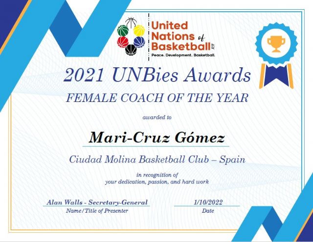 Mari Cruz Gómez, de Molina Basket, nombrada Entrenadora del Año por las Naciones Unidas del Baloncesto - 2, Foto 2